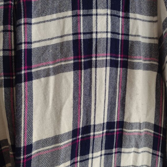 Rails Hunter Plaid Top L White Navy Rayon Flannel Lightweight Button Front Shirt - Picture 10 of 12